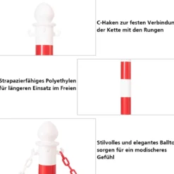 4 Abgrenzungsständer Personenleitsystem Absperrständer mit 3 Gliederketten Kunststoff