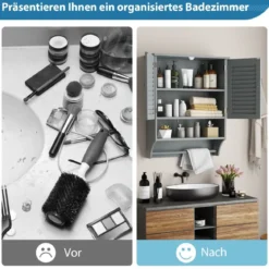 3 Ablagefach Hängeschrank mit Verstellbarem Einlegeboden Badezimmerschrank