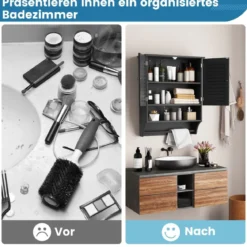3 Ablagefach Hängeschrank mit Verstellbarem Einlegeboden Badezimmerschrank