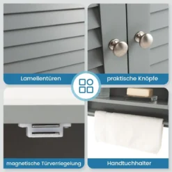 3 Ablagefach Hängeschrank mit Verstellbarem Einlegeboden Badezimmerschrank