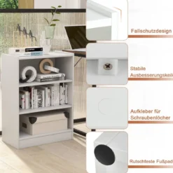 Ablageregal 3-Stöckiges Bücherregal 50 x 30 x 75 cm Weiß