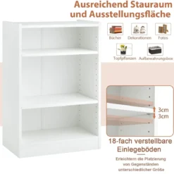 Ablageregal 3-Stöckiges Bücherregal 50 x 30 x 75 cm Weiß