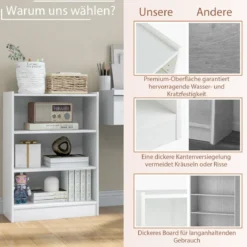 Ablageregal 3-Stöckiges Bücherregal 50 x 30 x 75 cm Weiß