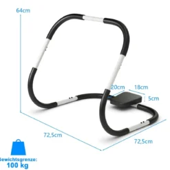 Ab Roller Bauchtrainer mit Gepolsterter Kopfstütze Bauchmuskeltrainer Gerät 73 x 73 x 64 cm
