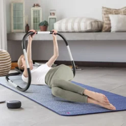 Ab Roller Bauchtrainer mit Gepolsterter Kopfstütze Bauchmuskeltrainer Gerät 73 x 73 x 64 cm