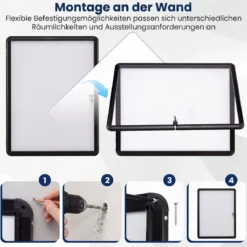 Abschließbarer Schaukasten Infokasten mit Magnetische und Beschreibbare Rückwand 60 x 45 cm