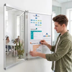 Abschließbarer Schaukasten Infokasten mit Magnetische und Beschreibbare Rückwand 60 x 45 cm