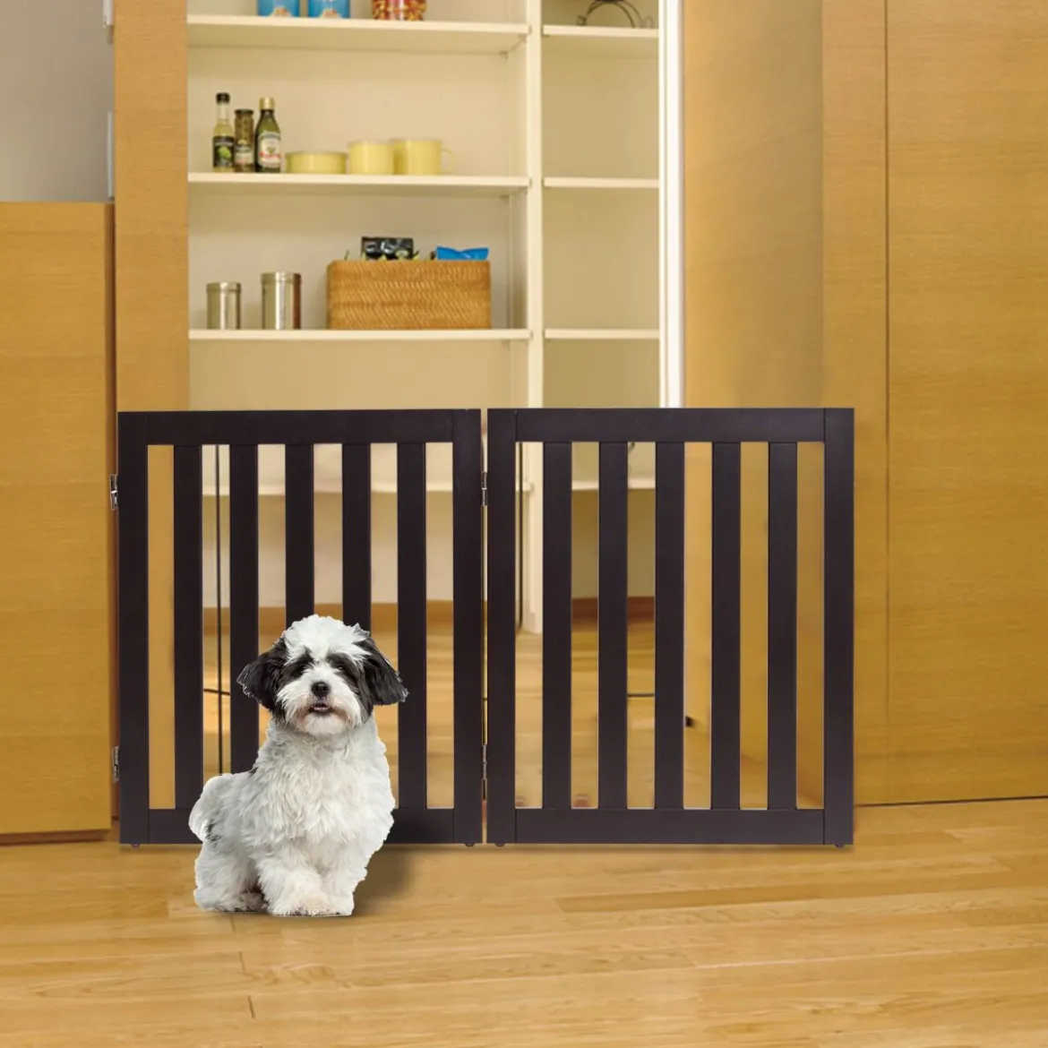 Absperrgitter Hunde 60cm Hoch Schutzgitter Holz Klappbar 2 Paneelen Braun