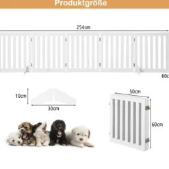 Absperrgitter Hunde 60cm Hoch Schutzgitter Holz Kindergitter klappbar Treppengitter Weiß (5 Paneelen)