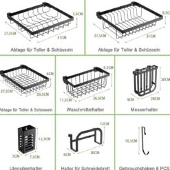 Abtropfgestell für die Spüle 2-stöckiges Geschirrabtropfgestell Breite verstellbar 53-99 cm