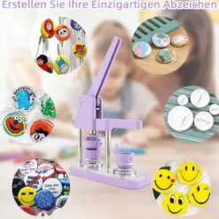 Abzeichenmaschine Button-Presse mit 500 Teilen 23 x 9 x 36 cm Lila