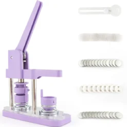 Abzeichenmaschine Button-Presse mit 500 Teilen 23 x 9 x 36 cm Lila