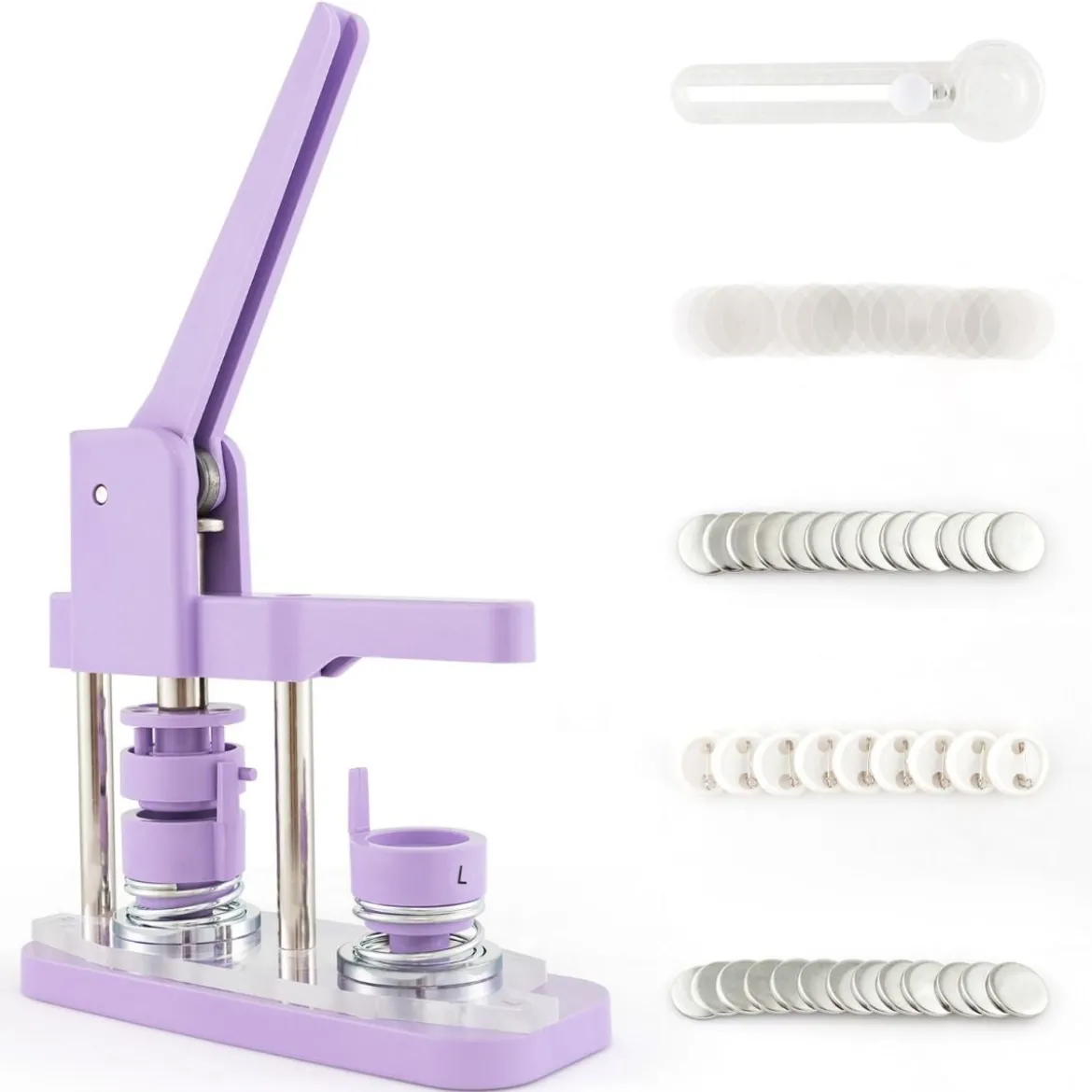 Abzeichenmaschine Button-Presse mit 500 Teilen 23 x 9 x 36 cm Lila