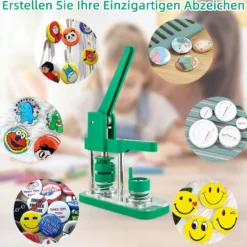 Abzeichenmaschine Button-Presse mit 500 Teilen 23 x 9 x 36 cm Grün