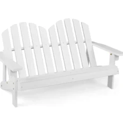 Adirondack-Stuhl für Kinder 2-Sitzer Adirondack Chair aus Holz Weiß 99 x 51 x 56,5 cm