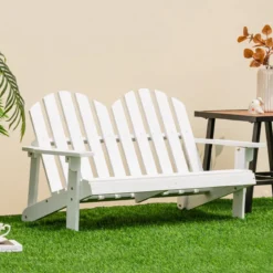 Adirondack-Stuhl für Kinder 2-Sitzer Adirondack Chair aus Holz Weiß 99 x 51 x 56,5 cm