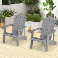 Adirondack-Stuhl Gartenstuhl mit Getränkehalter Schwarz/Navy/Weiß/Hellgrau/Rot