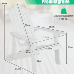 Adirondack-Stuhl Gartenstuhl mit Getränkehalter Schwarz/Navy/Weiß/Hellgrau/Rot
