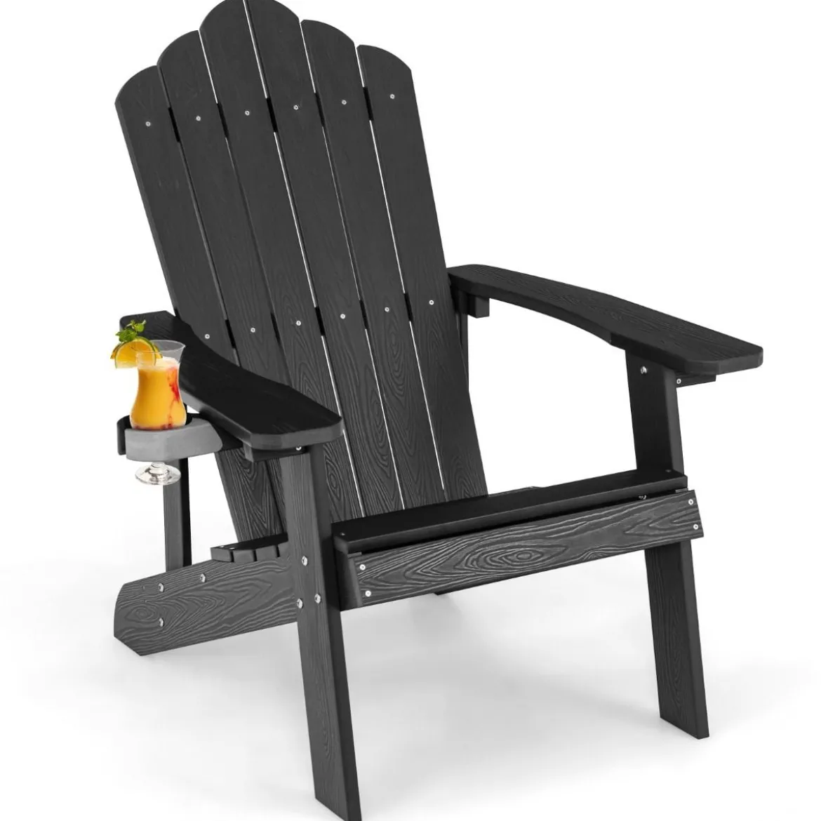 Adirondack-Stuhl Gartenstuhl mit Getränkehalter Schwarz/Navy/Weiß/Hellgrau/Rot