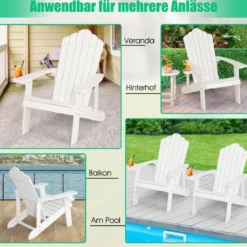 Adirondack-Stuhl Gartenstuhl mit Getränkehalter Schwarz/Navy/Weiß/Hellgrau/Rot