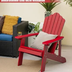 Adirondack-Stuhl Gartenstuhl mit Getränkehalter Schwarz/Navy/Weiß/Hellgrau/Rot