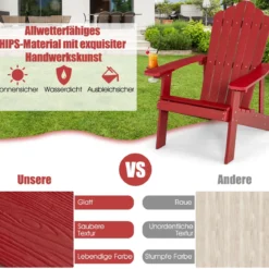 Adirondack-Stuhl Gartenstuhl mit Getränkehalter Schwarz/Navy/Weiß/Hellgrau/Rot