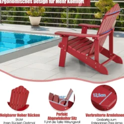 Adirondack-Stuhl Gartenstuhl mit Getränkehalter Schwarz/Navy/Weiß/Hellgrau/Rot