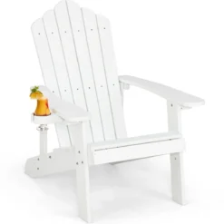 Adirondack-Stuhl Gartenstuhl mit Getränkehalter Schwarz/Navy/Weiß/Hellgrau/Rot