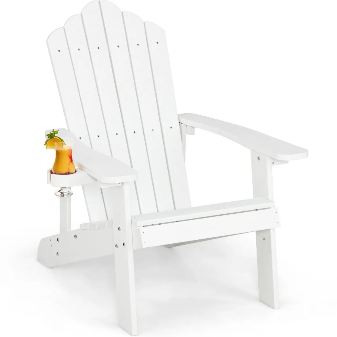 Adirondack-Stuhl Gartenstuhl mit Getränkehalter Schwarz/Navy/Weiß/Hellgrau/Rot