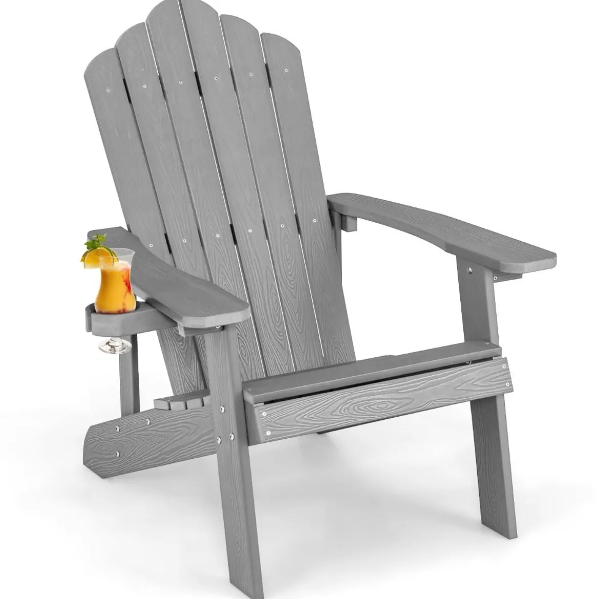 Adirondack-Stuhl Gartenstuhl mit Getränkehalter Schwarz/Navy/Weiß/Hellgrau/Rot