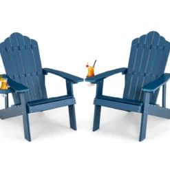 Adirondack-Stuhl Gartenstuhl mit Getränkehalter Schwarz/Navy/Weiß/Hellgrau/Rot