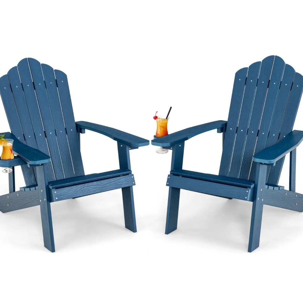 Adirondack-Stuhl Gartenstuhl mit Getränkehalter Schwarz/Navy/Weiß/Hellgrau/Rot