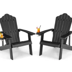 Adirondack-Stuhl Gartenstuhl mit Getränkehalter Schwarz/Navy/Weiß/Hellgrau/Rot