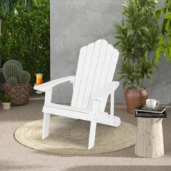 Adirondack-Stuhl Gartenstuhl mit Getränkehalter Schwarz/Navy/Weiß/Hellgrau/Rot