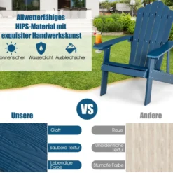 Adirondack-Stuhl Gartenstuhl mit Getränkehalter Schwarz/Navy/Weiß/Hellgrau/Rot