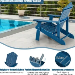 Adirondack-Stuhl Gartenstuhl mit Getränkehalter Schwarz/Navy/Weiß/Hellgrau/Rot