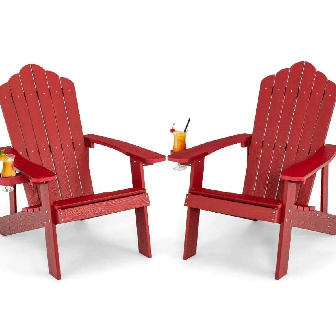 Adirondack-Stuhl Gartenstuhl mit Getränkehalter Schwarz/Navy/Weiß/Hellgrau/Rot