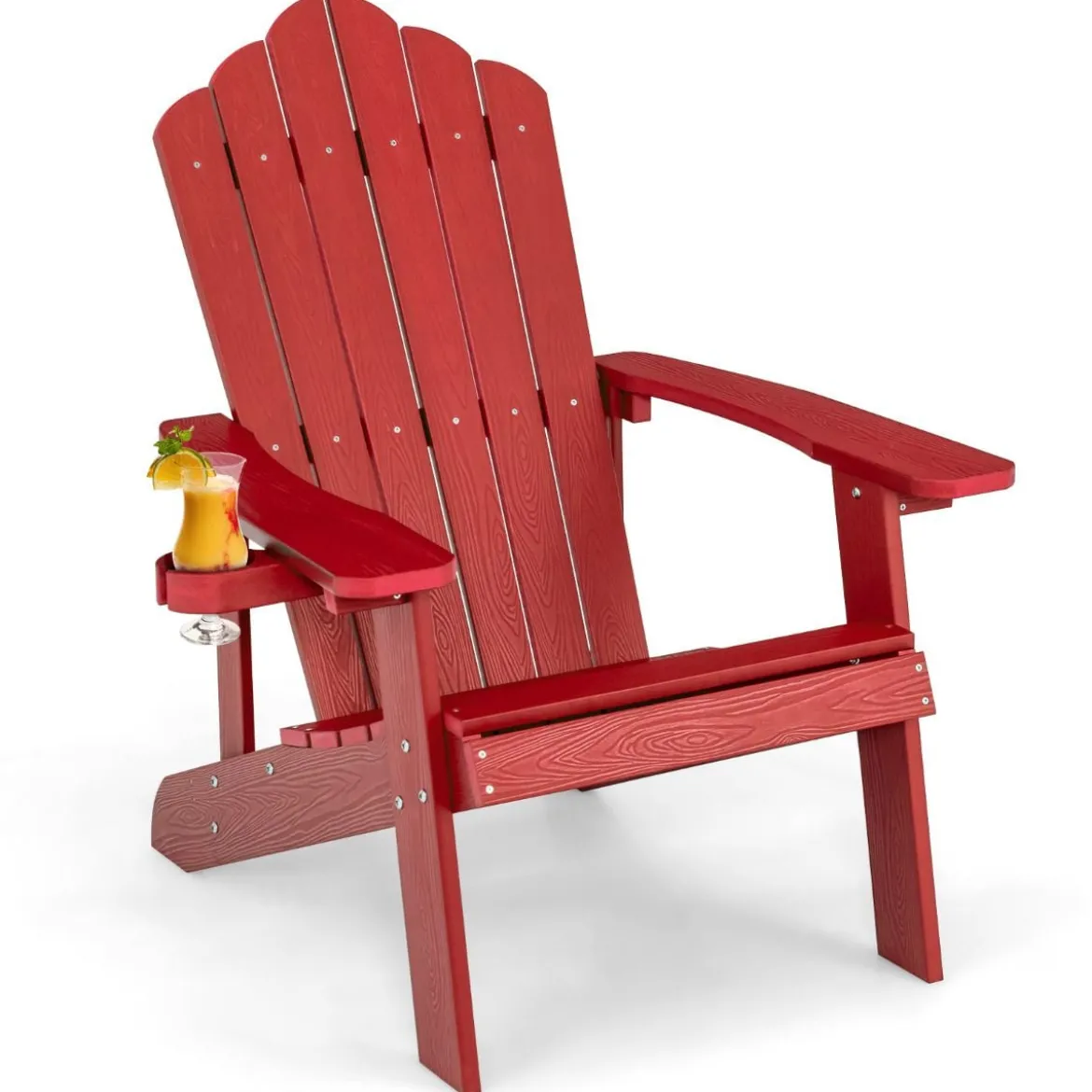 Adirondack-Stuhl Gartenstuhl mit Getränkehalter Schwarz/Navy/Weiß/Hellgrau/Rot
