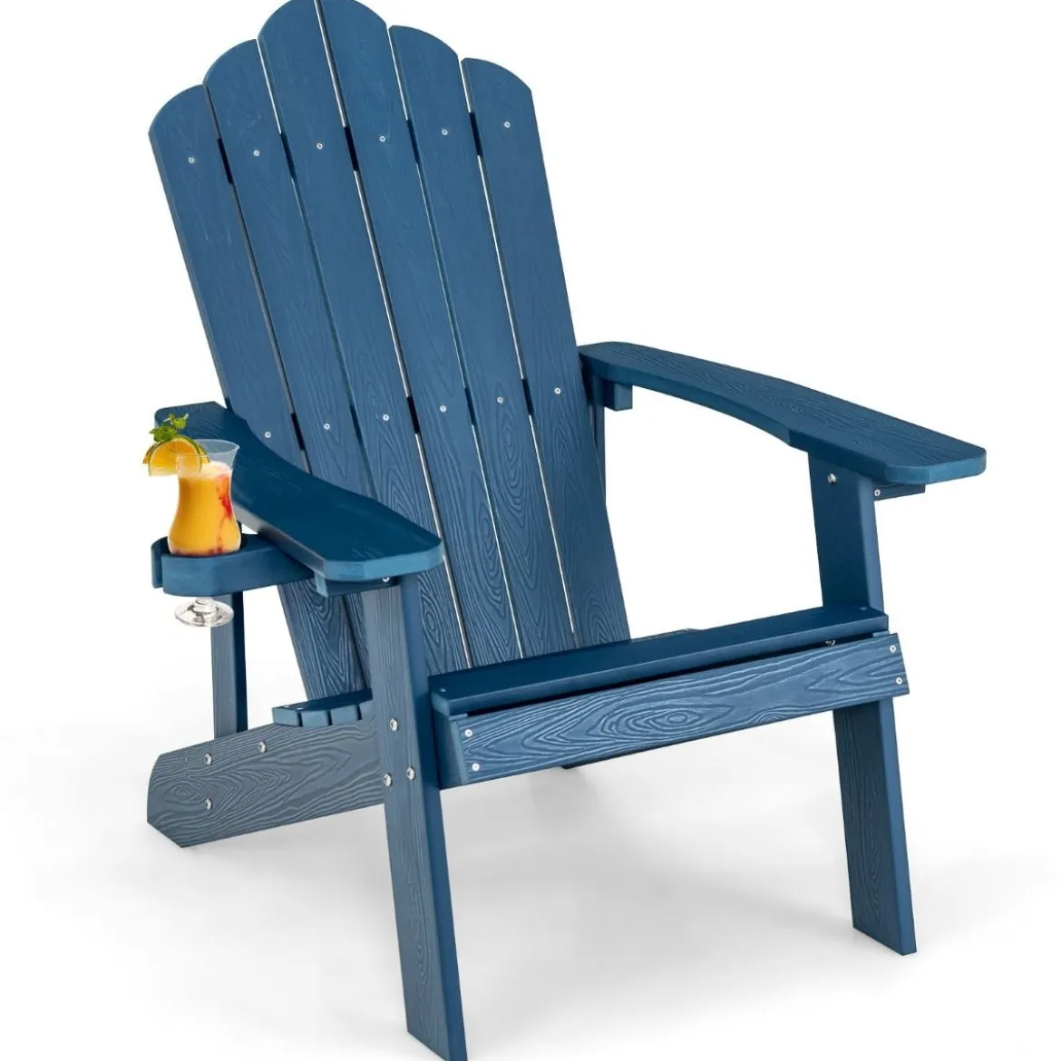 Adirondack-Stuhl Gartenstuhl mit Getränkehalter Schwarz/Navy/Weiß/Hellgrau/Rot