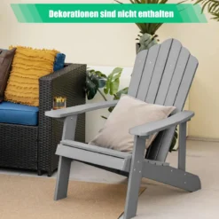 Adirondack-Stuhl Gartenstuhl mit Getränkehalter Schwarz/Navy/Weiß/Hellgrau/Rot