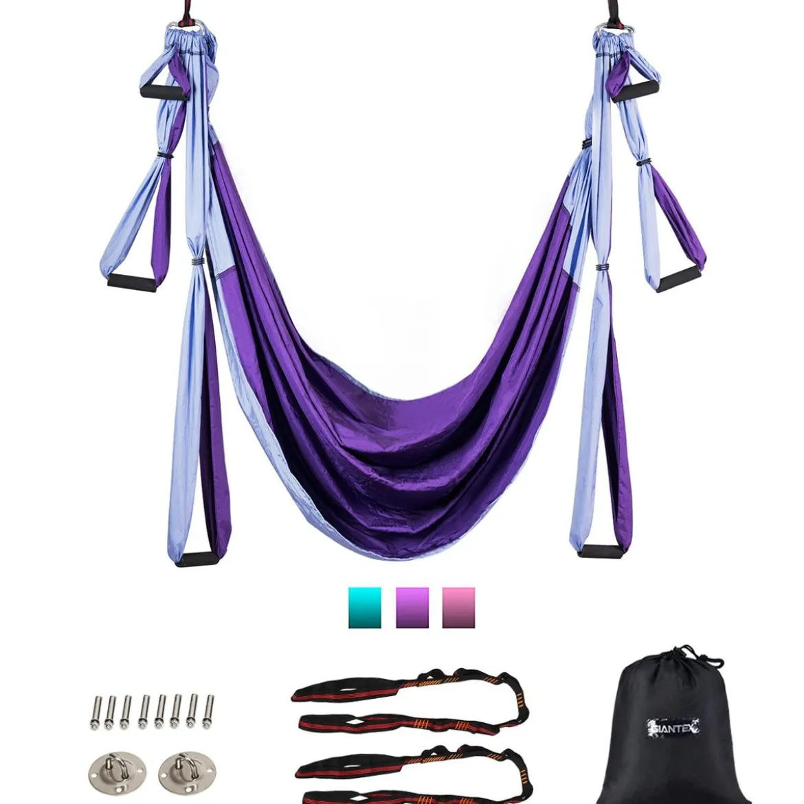 Aerial Yoga Hängematte Set Yoga Schaukel Air Fliegen Hängematte Rosa/Blau/Lila/Hellblau