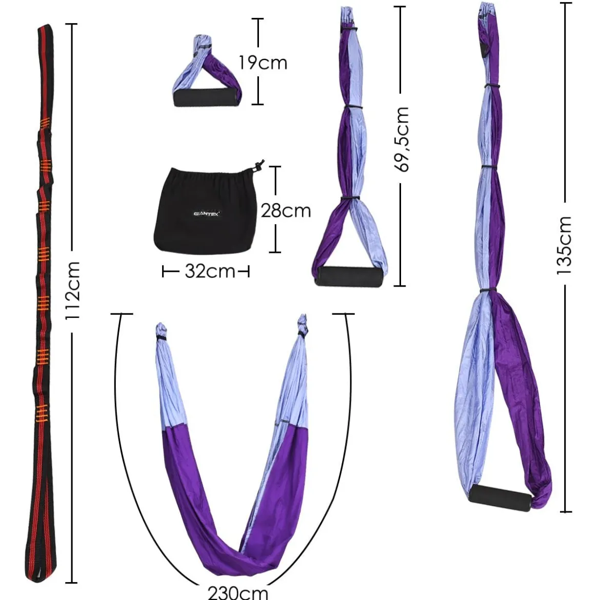 Aerial Yoga Hängematte Set Yoga Schaukel Air Fliegen Hängematte Rosa/Blau/Lila/Hellblau