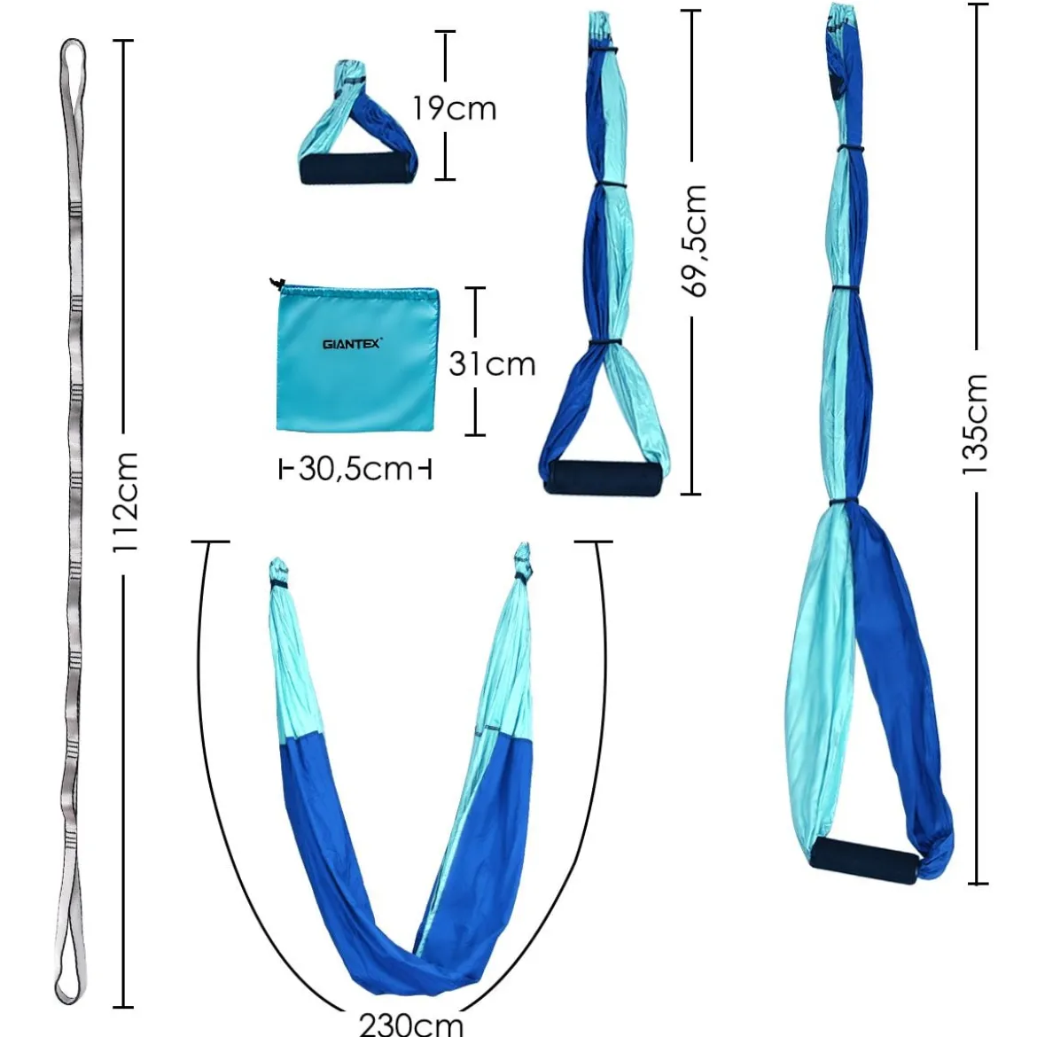 Aerial Yoga Hängematte Set Yoga Schaukel Air Fliegen Hängematte Rosa/Blau/Lila/Hellblau