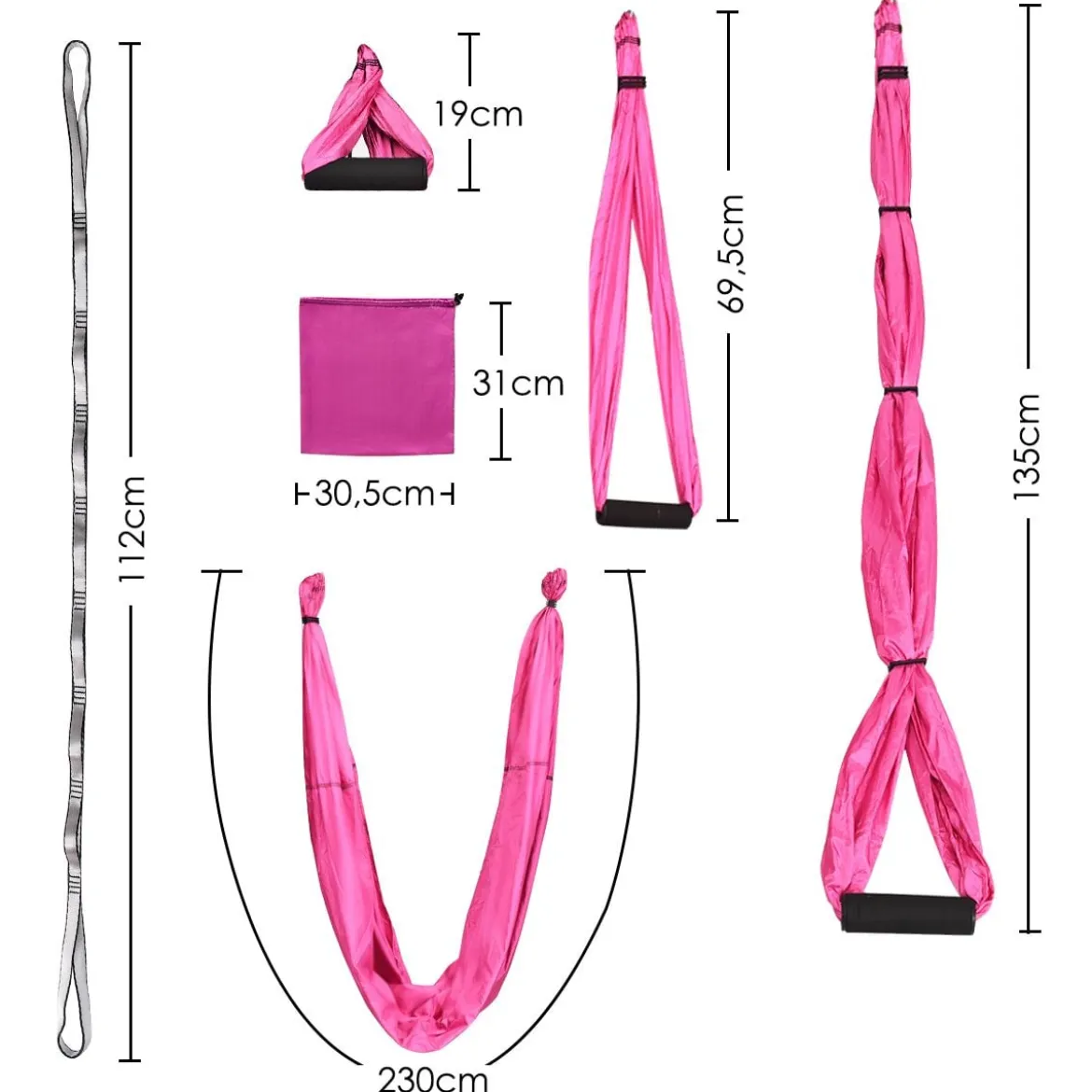 Aerial Yoga Hängematte Set Yoga Schaukel Air Fliegen Hängematte Rosa/Blau/Lila/Hellblau