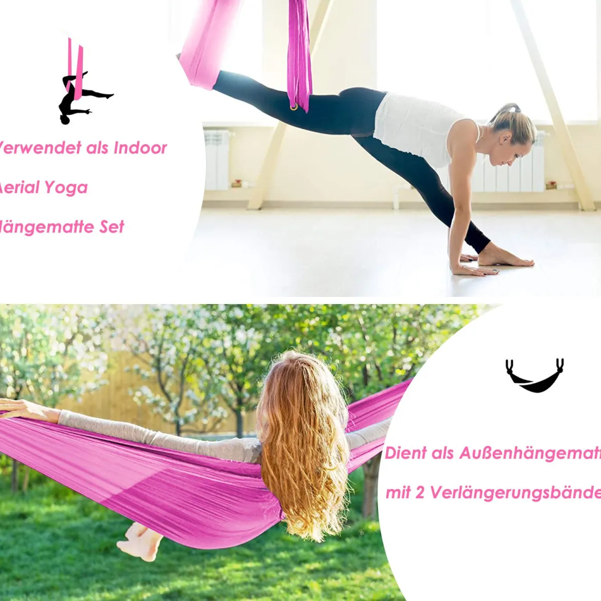 Aerial Yoga Hängematte Set Yoga Schaukel Air Fliegen Hängematte Rosa/Blau/Lila/Hellblau