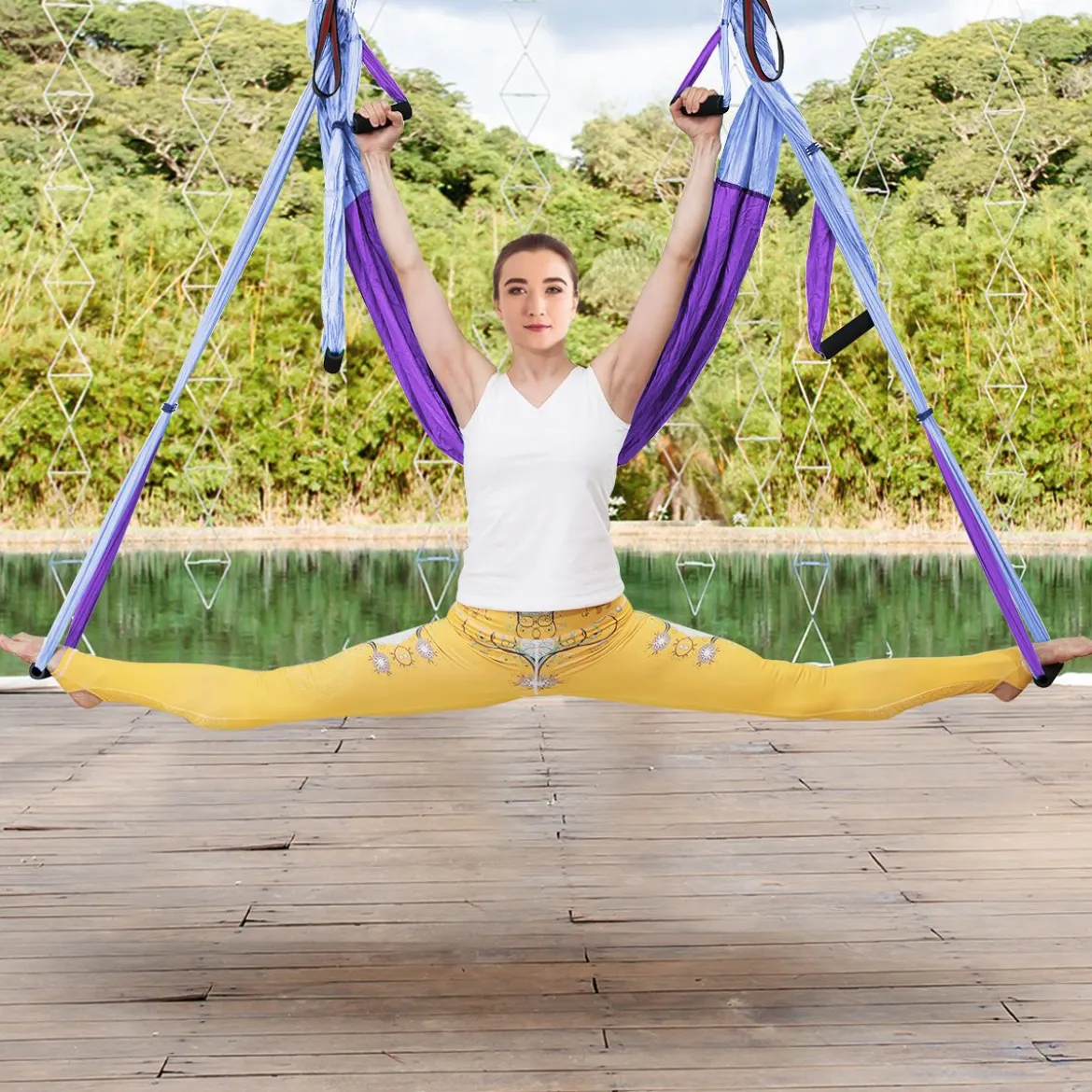 Aerial Yoga Hängematte Set Yoga Schaukel Air Fliegen Hängematte Rosa/Blau/Lila/Hellblau