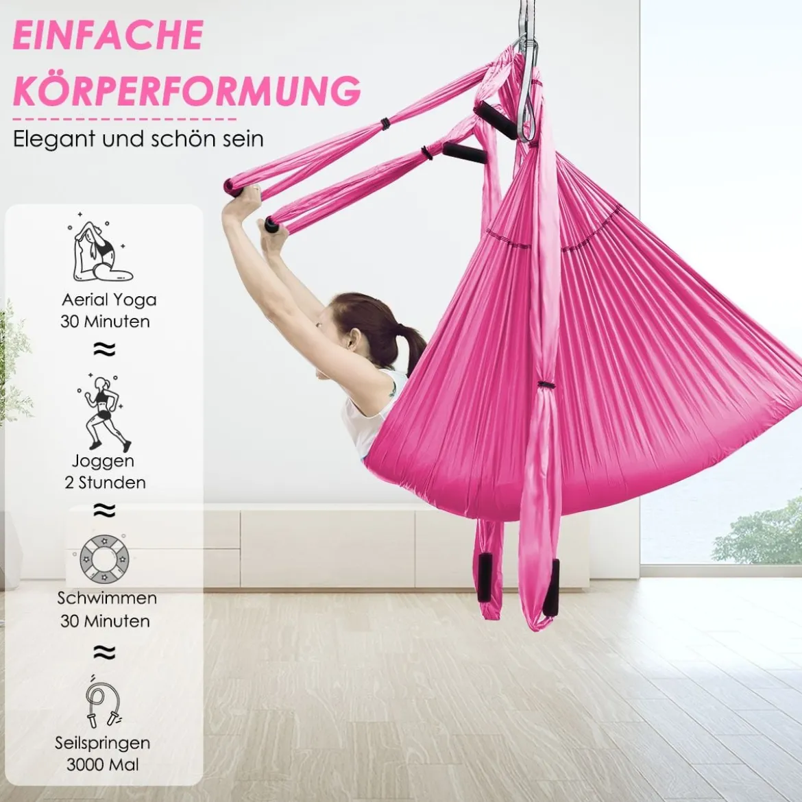 Aerial Yoga Hängematte Set Yoga Schaukel Air Fliegen Hängematte Rosa/Blau/Lila/Hellblau