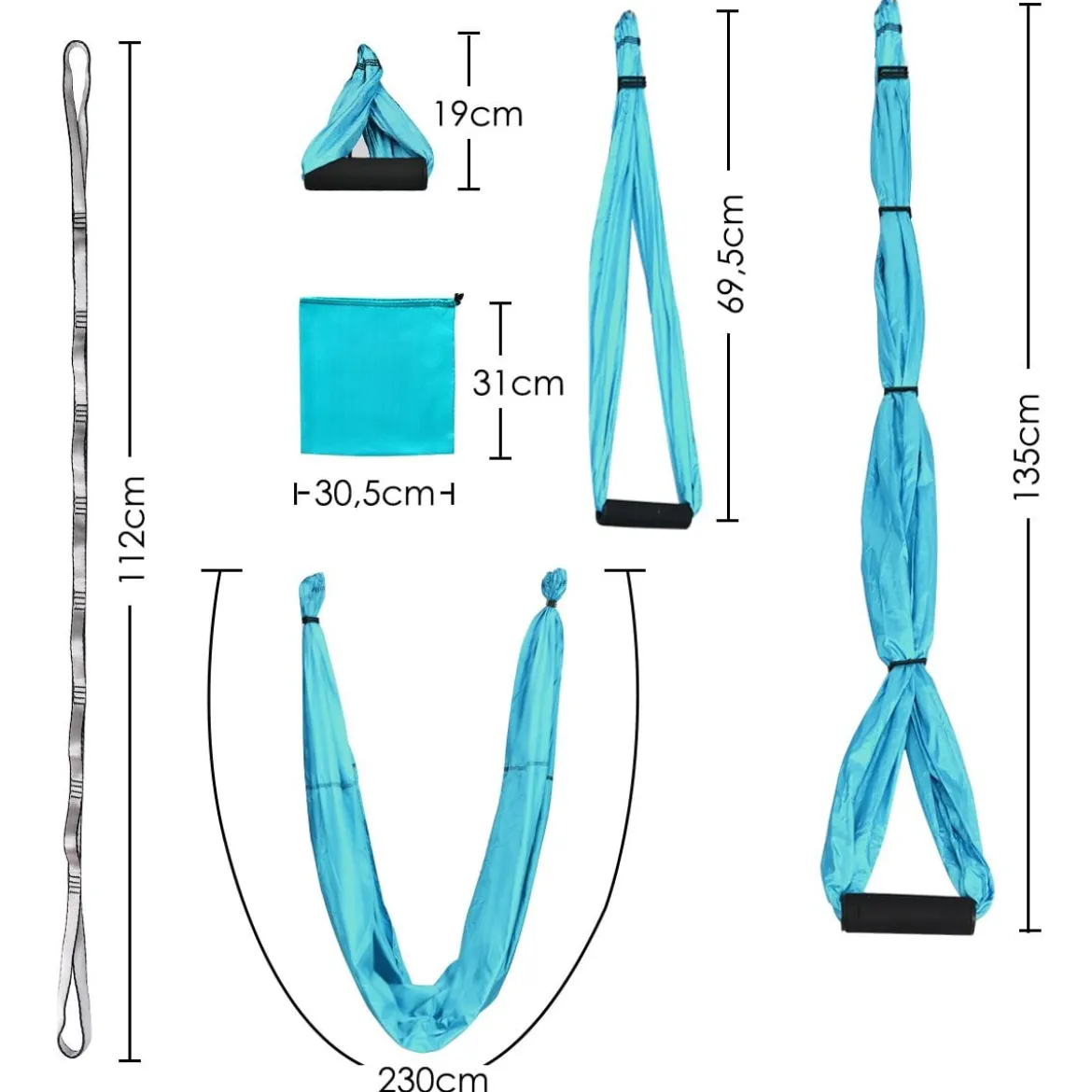 Aerial Yoga Hängematte Set Yoga Schaukel Air Fliegen Hängematte Rosa/Blau/Lila/Hellblau