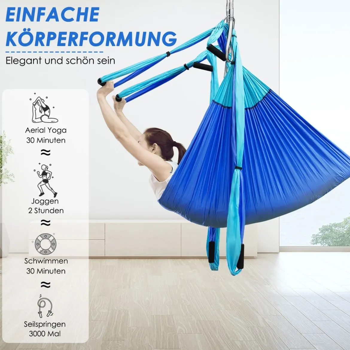 Aerial Yoga Hängematte Set Yoga Schaukel Air Fliegen Hängematte Rosa/Blau/Lila/Hellblau