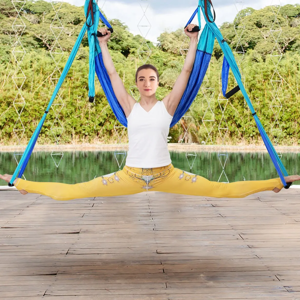 Aerial Yoga Hängematte Set Yoga Schaukel Air Fliegen Hängematte Rosa/Blau/Lila/Hellblau